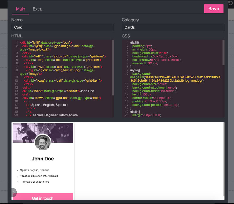 Custom block modal