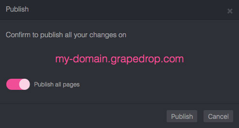 Page publish modal